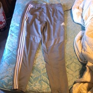 Grey adidas track pants white stripe
